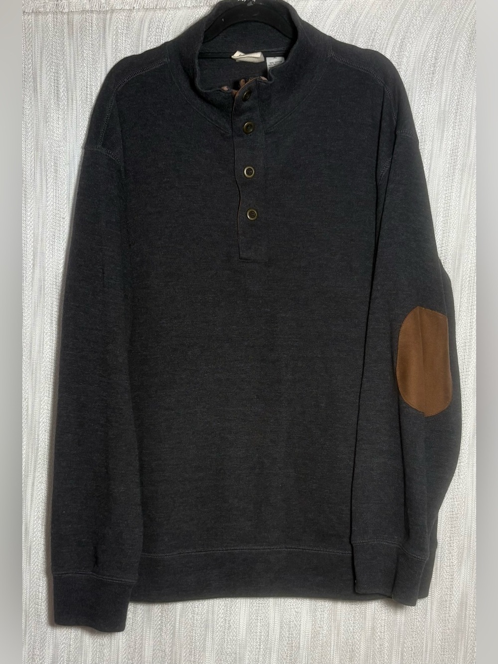 R. Options Fine Weight Zip/Button Neck Elbow Patch Sweater